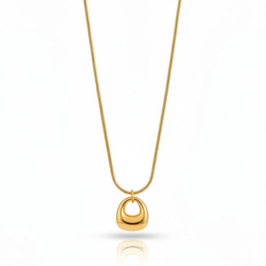 PRO RAY gold geometric pendant necklace with snake chain for women. Stainless steel, PVD real gold plated.
