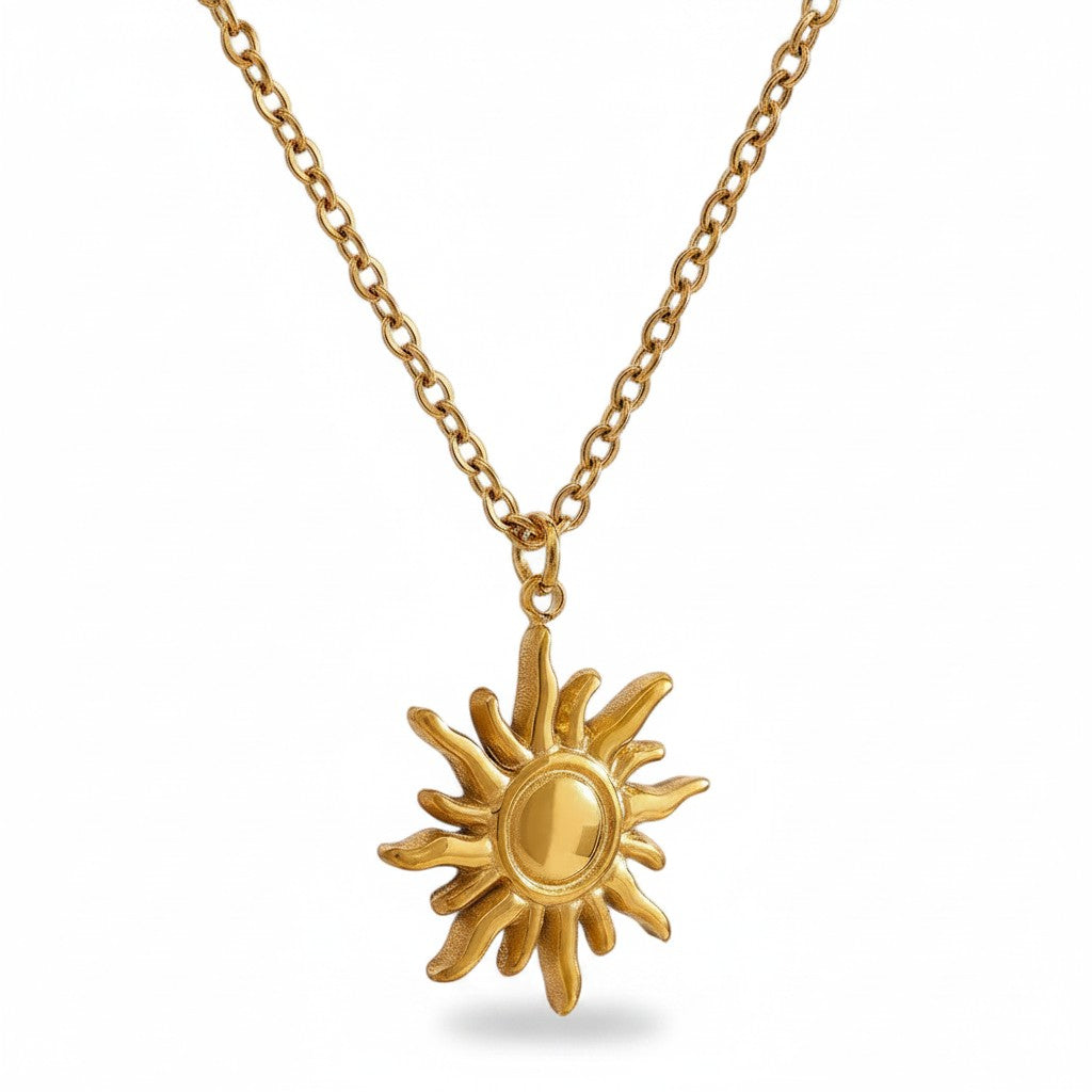 PRO RAY Lunea gold-tone sun pendant necklace with a sculptural silhouette and delicate detailing.